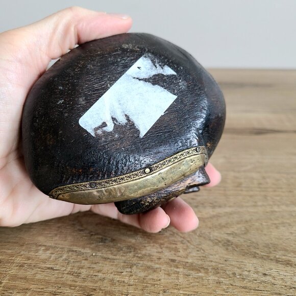 Vintage wooden cat figurine with brass details. Cat lovers gift. Home decor - Picture 6 of 6